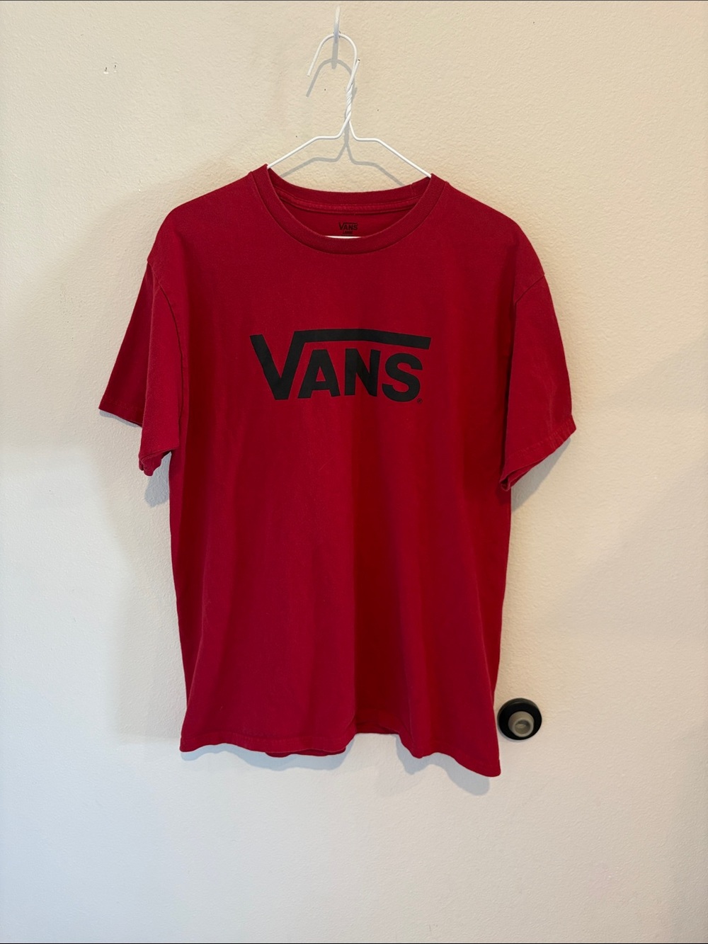 Vans Maroon Short Sleeve Tee shirt with black Logo on front 100% Cotton